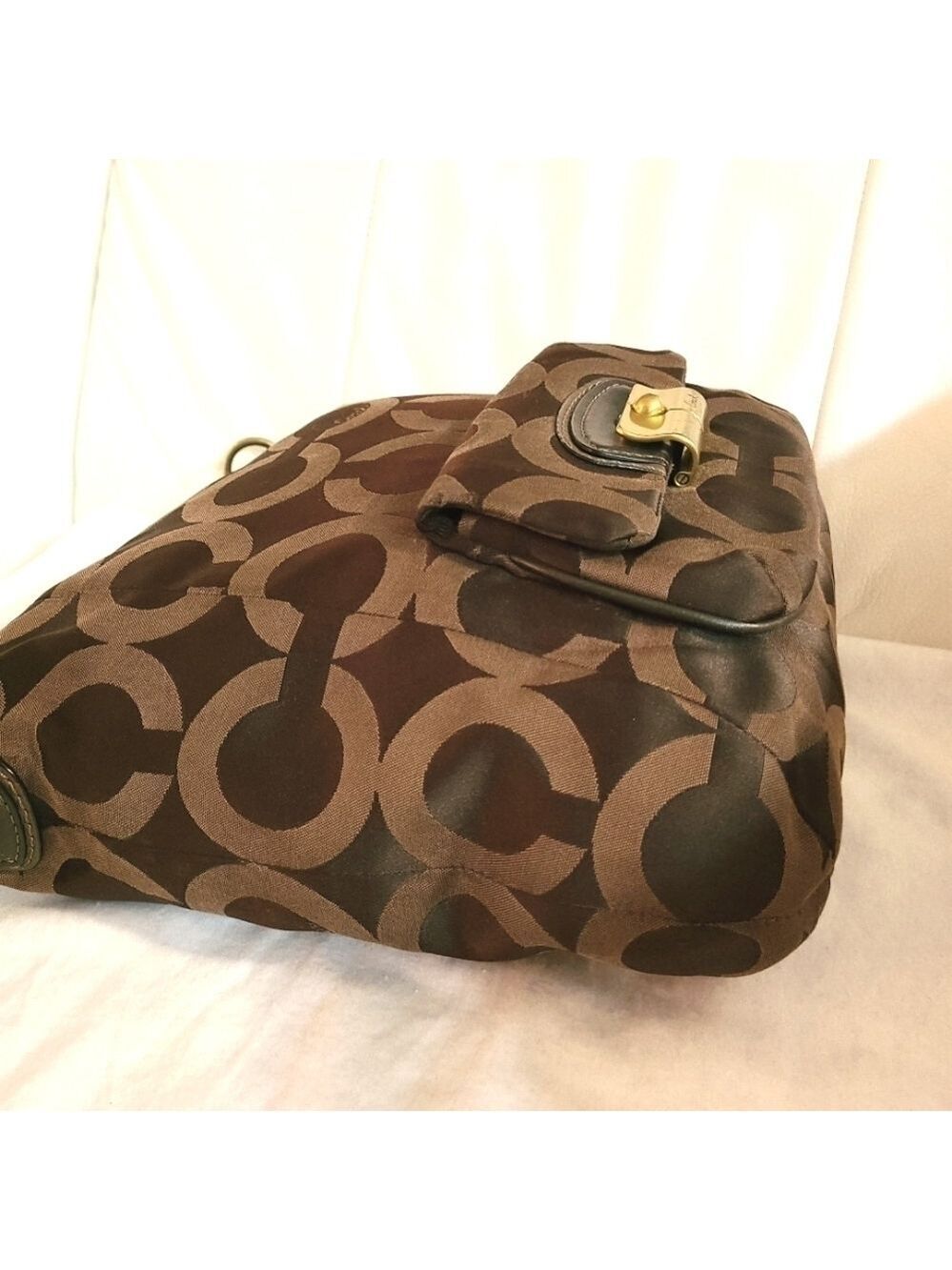 Coach Kristin Y2K Op Art Hobo Signature Monogram Shoulder Bag Chocolate Brown - Picture 4 of 16